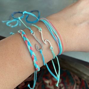 Handmade Surf/Wave Braided Charm Bracelet or Anklet - Set of 4